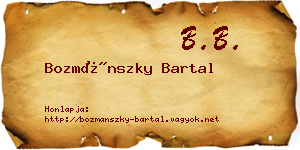 Bozmánszky Bartal névjegykártya